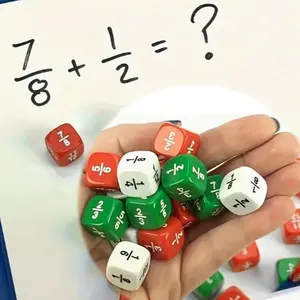 12pcs 16mm Round Corner Fraction Dice Set, Teaching Props for Arithmetic Learning, Includes 1/2 1/3 1/4 1/5 Pieces