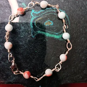 Soothing & Calming Blue Agalomite Bracelet | Handmade Wire-Wrapped Link Jewelry