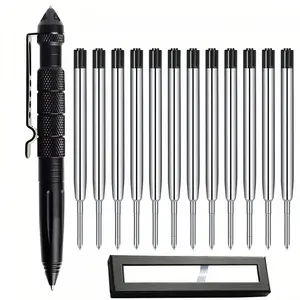 Military Tactical Pen, Professional Self-Defense Tool, Emergency Window Breaker, Includes 12 Replacement Refills, Multi-Functional Special Forces Pen