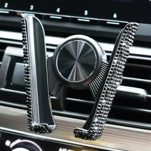 Rhinestone Car Air Outlet Phone Holder, 360° Rotatable Car Air Outlet Phone Holder, Fashionable Car Phone Holder for Women & Girls, Car Cellphone Mount, Car Phone Stand, Car Accessory