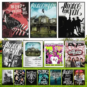 Rock Band P-Pierce The Veil Poster HD Waterproof Self-Adhesive Art Vibrant Wall Print for Living Room Bedroom Bar Parlor Home Decor Gift Fade-Resistant Easy-Apply Durable Dly Artwork