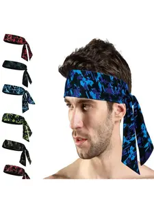 1 PC Unisex Lightning Pattern Sports Headband, All-Over Print Design, Elastic Sweat-Absorbing Bandana for Running & Cycling