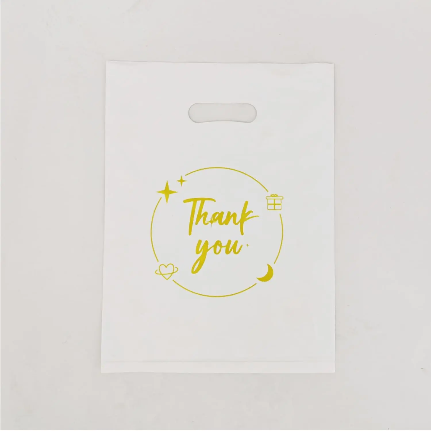 100PCS Thank You Gift bag, reusable plastic bag with suitable for boutiques,retail shopping,weddings, birthdays,Thanksgiving,Christmas,business gifts, stores,party and boutique bags