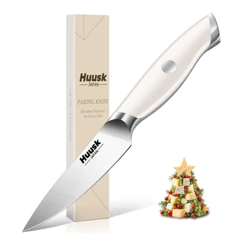 Huusk Kitchen Peeler & Fruit Knife Set - Ergonomic Plastic Handle, Metal Steel Tapered Blade for Effortless Peeling & Cutting, Artisanal Handcraftsmanship, Portable Cooking Kitchenware, Ideal Christmas Gift