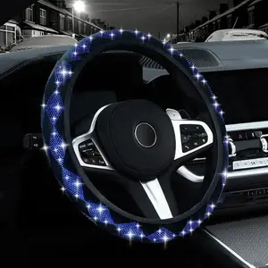 Car steering wheel cover - high-end women's full-drill and diamond-encrusted handle cover, no inner ring, anti-slip, universal type, suitable for most car models Automotive