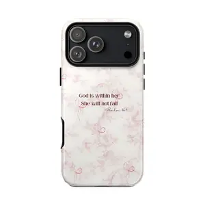 Psalm 46:5- Blooming Flowers and Comfortable, Durable, Shock Absorbent and Bright Face 2-in-1 Phone Case, Suitable for iPhone 17, 16, 15, 14, 13, 12, 11 X, Samsung and other series models, Can be used as a holiday gift for friends or home