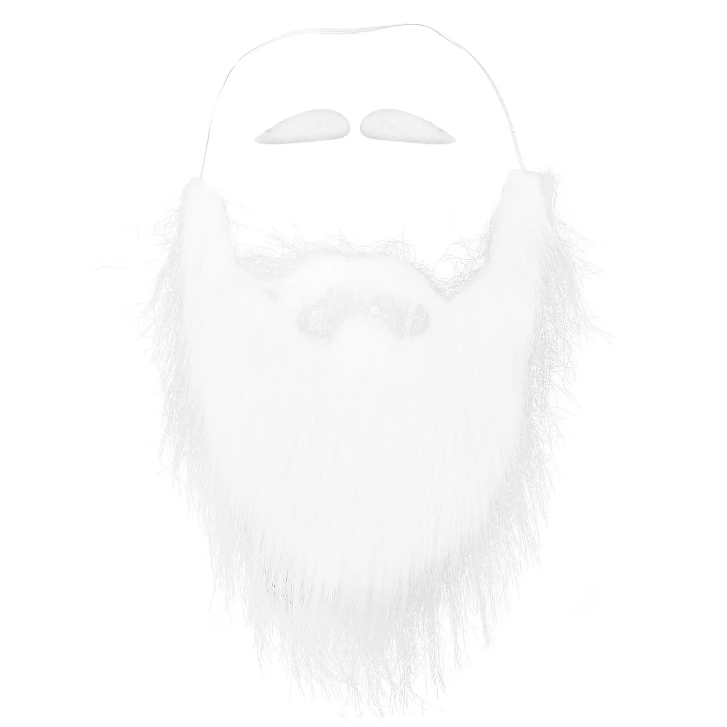 Synthetic Santa Costume Beard Complete Look Set - Comfortable, Lightweight, Self-Adhesive White Beard, Eyebrows, Mustache, Double-Sided, Easy-Remove Funny Gnome Cosplay Accessories for Christmas, Carnivals, Happy Birthday Festive Dress-Up Supplies, Holida