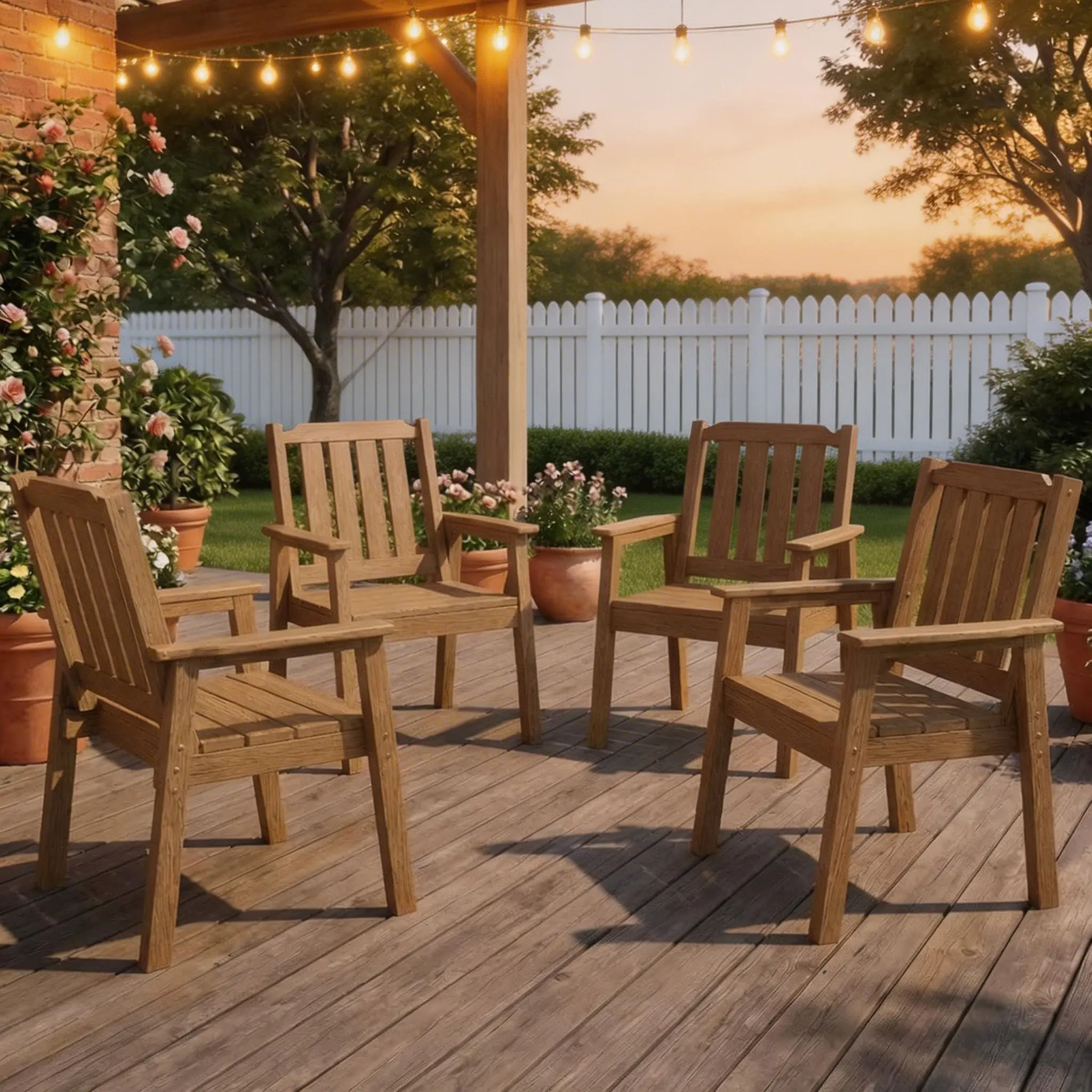 GARVEE Set of 4 Outdoor Dining Chairs, 650LBS Capacity Wide HDPE Seat, Rustproof Aluminum Frame, Heavy-Duty All-Weather Patio Garden Seating Furniture for Deck Porch Backyard Poolside, Brown