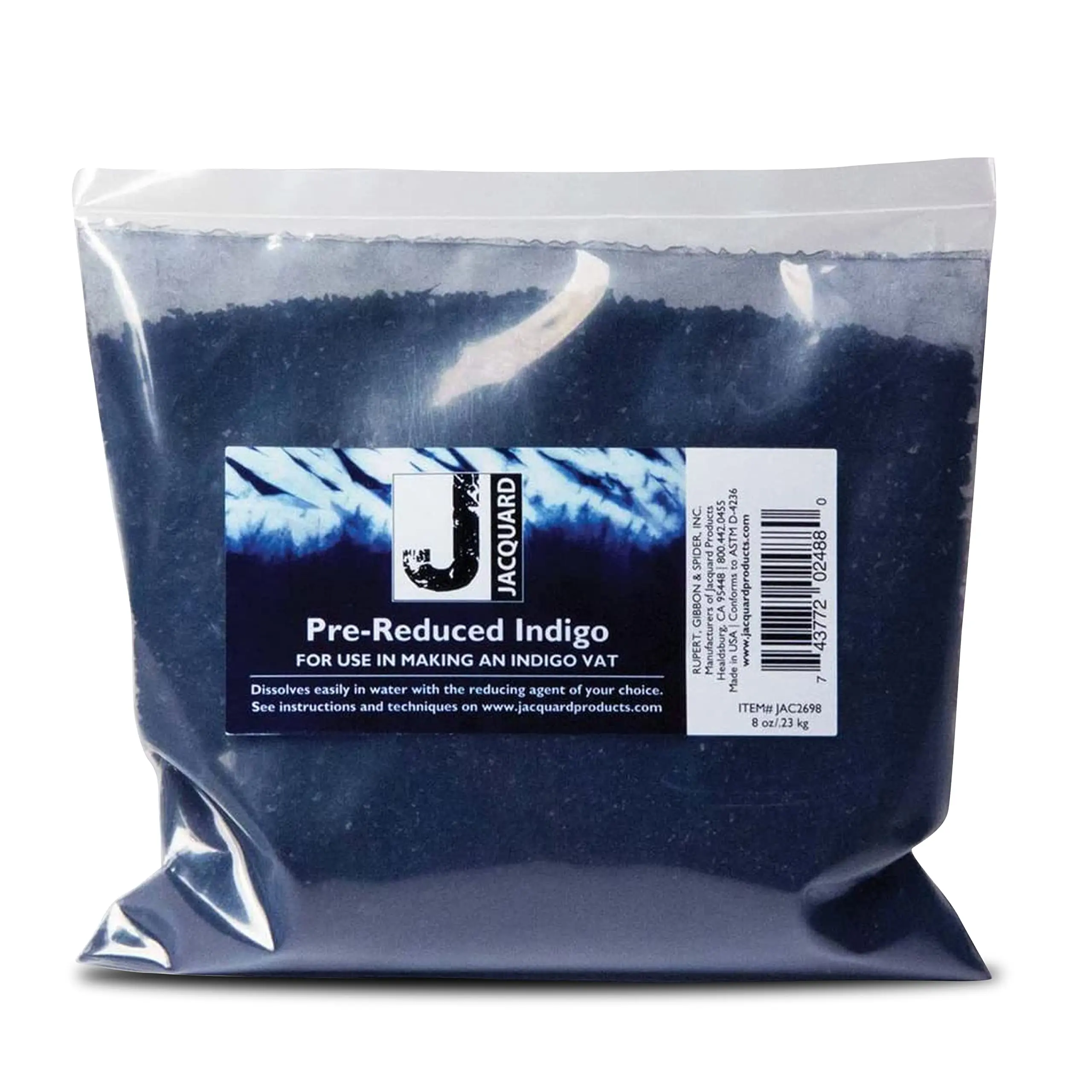 Jacquard Pre-Reduced Indigo Dye, 60% Concentrated Blue Fabric Dye for Cotton, Linen, Denim, Shibori, Tie-Dye and Resist Patterning
