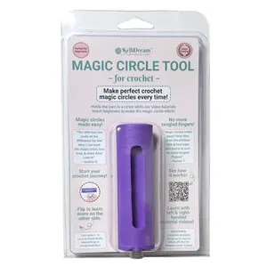 Original Magic Circle Crochet Tool w Right & Left-Handed Step by Step Online English Instructions & Videos, Learn How to Make a Magic Circle Stitch w All Yarn Sizes (Purple)