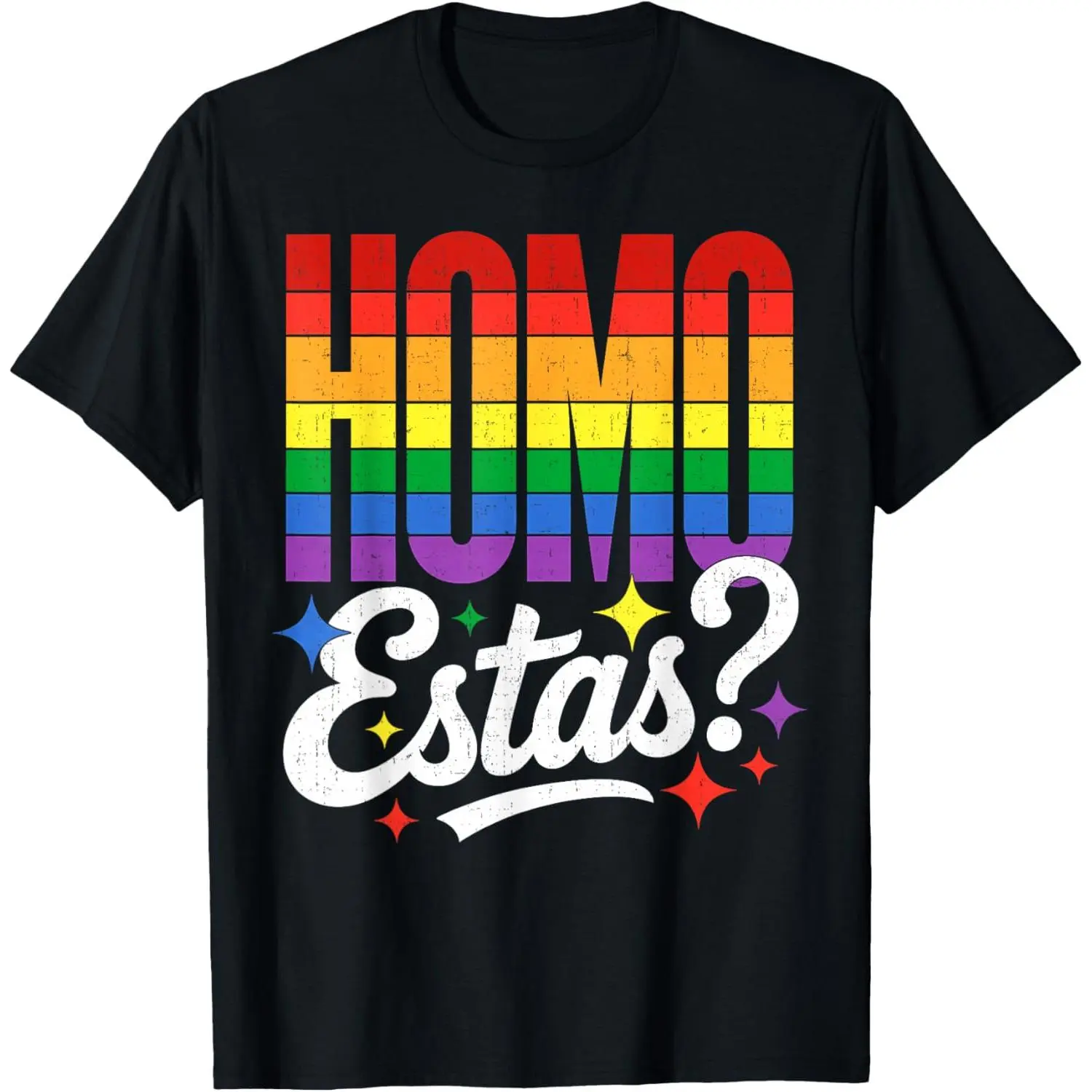 Funny LGBTQ Pride Design Homo Estás and Heart Gay Support T-Shirt Pure Cotton Graphic Tees Menswear Top: Gifts for Men & Women