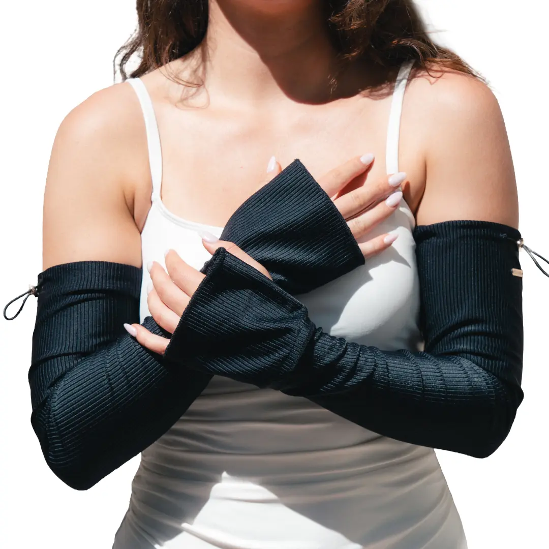 UPF 50+ Sun Sleeves & UV Driving Gloves – Black | HELLO SHADE