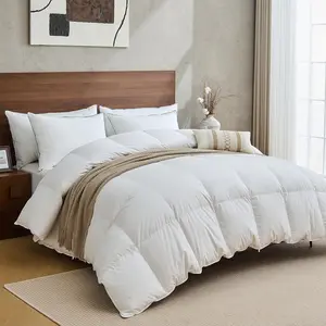 Hotel Goose  Down Fiber Comforter Full Size,    Duvet Insert with 8 Loops,  Season Extra  Luxury Bedding(82"x86", White)