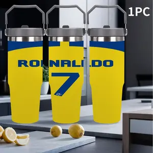 1pc 30oz Ronaldinho Jersey Gift, & Blue Design, Unique Football Fanwear, Ideal for Collectors & Daily Wear, Sports Lover Present
