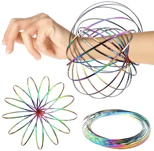 Magic Flow Spinner Rings Wristband,Stainless Steel 3D Geometric Bracelets,Spinner Arm toy Bracelet Spring Fidget for Stress Relief,Infinity Loop flow Rings,Mystical Flow Rings as Christmas Halloween Gift,Gifts for Children and Adults.