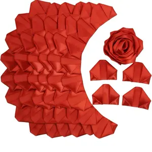 300Pcsw Premade Satin Ribbon Rose Petals Half-Finished for Eternal Rose DIY Ramos Forever Flowers Bouquets Everlasting Floral,for Wedding,Anniversary, Birthday (300 Pcs Red)