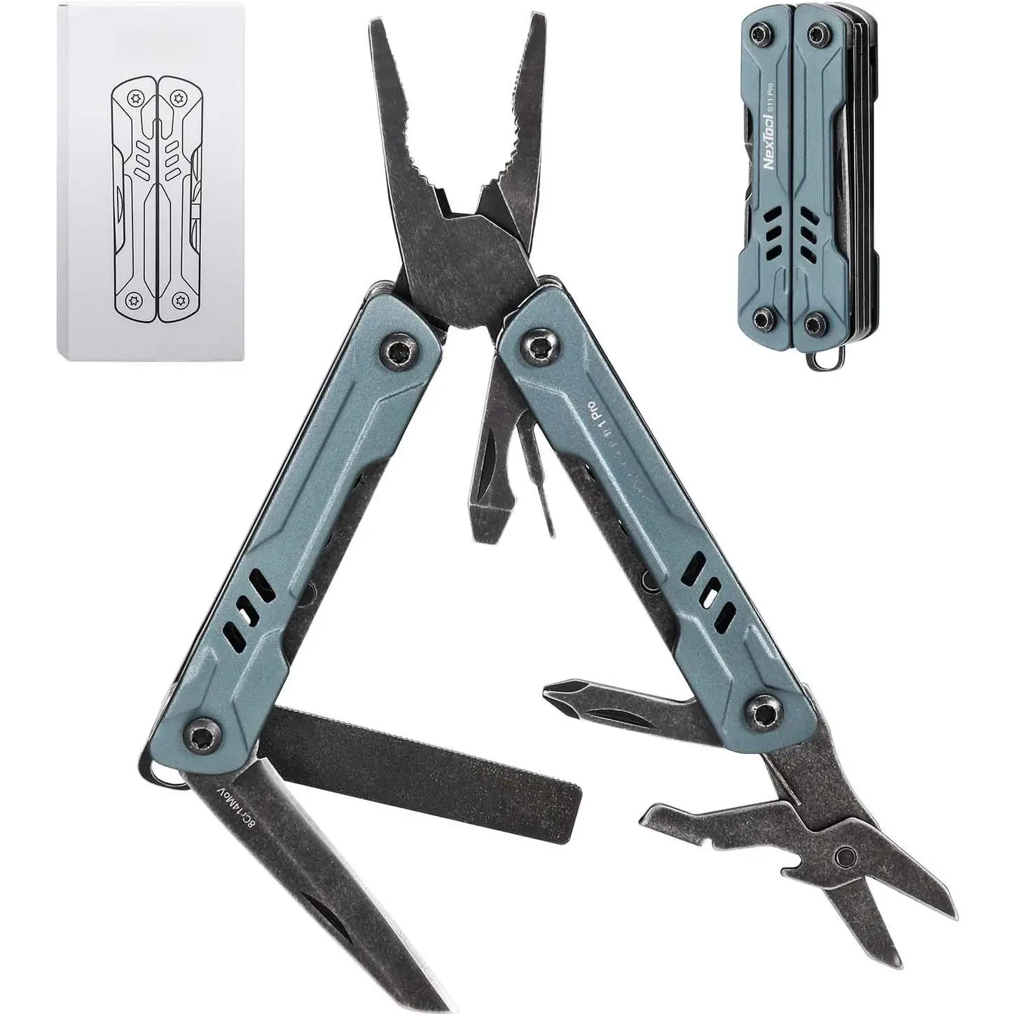 Mini Sailor S11 Pro  Multitool - Compact 12-in-1 EDC Multi Tool with Upgraded Materials, Lightweight Pocket Tool for Camping, Hiking, DIY & Gifts