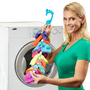 SOCKDOCK 2-Pack Space-Saving Sock Laundry Organizer for Washing, Drying & Storing Paired Socks with Adjustable Slider Clips for Hanging on Hamper