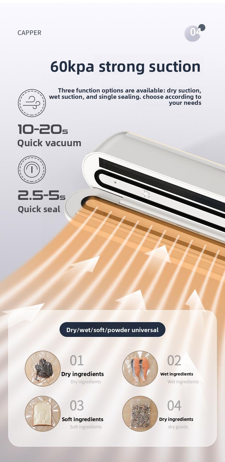 USB Portable Vacuum Sealer | Mini Food Sealer, Vacuum Preservation Machine, Kitchen Food Storage & Bag Sealer