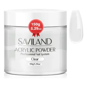 SAVILAND Clear Acrylic Powder 5.29oz – Large Size Bubble-Free Professional Nail Powder, Long-Lasting & Chip-Resistant, Ideal for Beginners, French Manicure & 3D Nail Carving