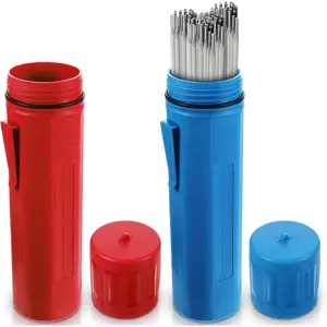 2 Pcs Welding Rod Storage Tube 14 Inch Stick Electrode Storage Container Airproof Waterproof for Welding Rod Canister(Red and Blue)