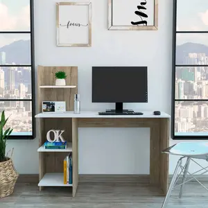 HomeRoots 403837 Modern Natural & White Computer Desk