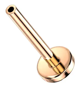 Rose Gold PVD Flat Disk Titanium Threadless Labret Post