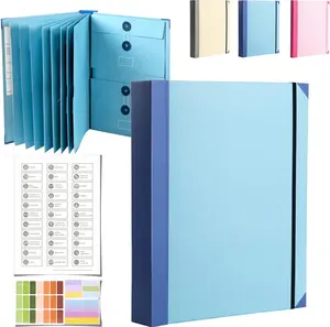 Blue/Pink Accordion File Organizer Pocket Document Folder for Passports,Birth Certificates & Important Papers,1 Count Envelope-closure Cover Design Portable Foldable File Folder, Pastel Color File Storage Folder, Office Stationery & Supplies,Home Storage