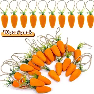 Easter Plush Foam Carrot Decorations, 10 Pieces Per Pack, Realistic Mini Easter Carrots, Perfect for Home Parties & DIY Crafts