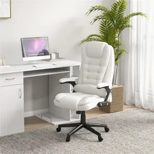 Massaging Heated Office Chair with Six Vibrating Massage Points and Three Heat Modes, 120° Recline, Adjustable Seat Height, and Wired Remote Control for Massage