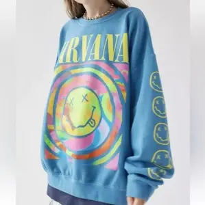 #Nirvana Blue Spiral Crewneck 2 Side, #Nirvana Smile Face Sweatshirt, Preppy Sweatshirt, Band Tee, Rock Music, Trendy  Sweat, Hoodie