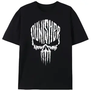 "Punisher" Skull Distressed Graphic Print Men's T-Shirt, Unisex Hardcore Street Style Short Sleeve Tee