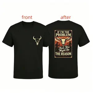 1-piece set (limited to t-shirts) women's t-shirt, fabric casual and comfortable, round neck short sleeved, loose, camouflage, Western style skull and slogan pattern, soft, women's clothing, double-sided printing