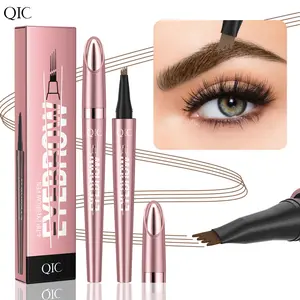 QIC Realistic Wild Eyebrow Four-Claw Eyebrow Pencil Waterproof Sweatproof Smudge-Proof Rose Gold Four-Head Split Liquid Eyebrow Pencil