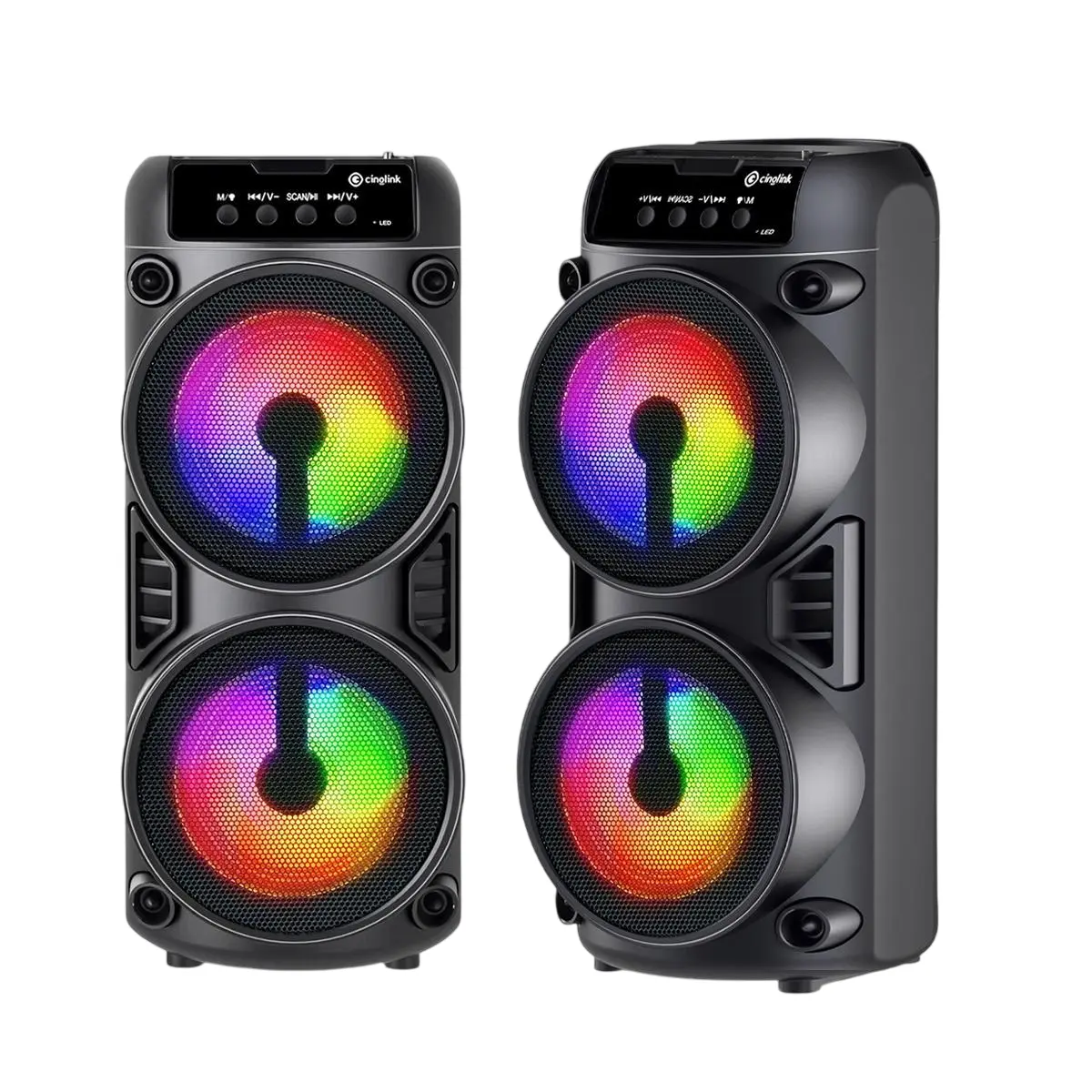 Portable Bluetooth Karaoke Machine with Smart RGB Lighting & Stereo Soundbar – Features Stereo Audio, Bluetooth/USB/FM Support, and EQ Function – Ideal Gift for Holiday Parties and Graduation Season subwoofer bass