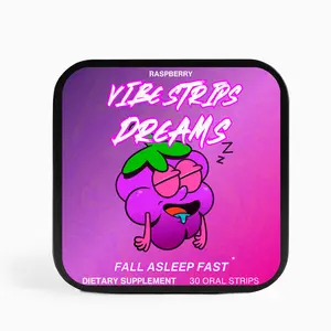 VibeStrips Dreams: Sleep Support Oral Strips with Melatonin, Valerian Root & Hibiscus - Sugar-Free, Vegan, Gluten-Free Natural Sweet Candy