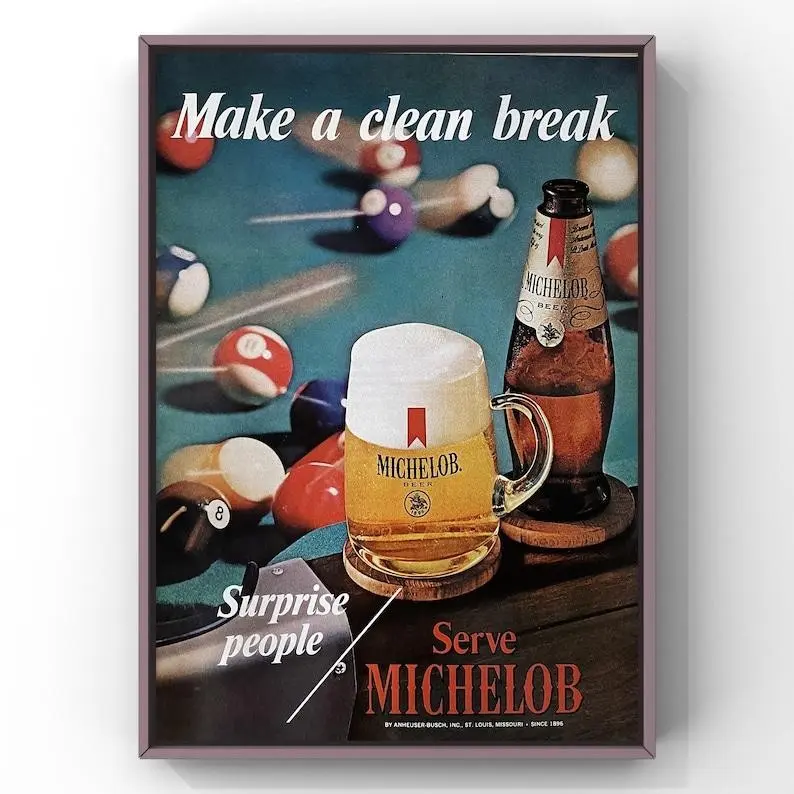 Vintage 1970s Michelob Beer 70s Bar Magazine Ad Poster Paper Print Unframed  Wall Art Retro Home Decor Poster