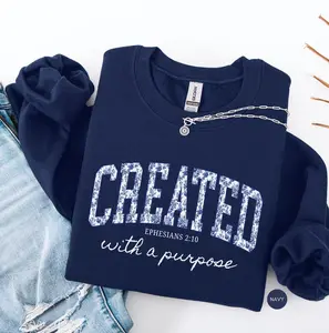 Christian Sweatshirt, Created With A Purpose Sweatshirt, Jesus Sweatshirt, Faith gift, Christian Apparel, Religious gift Bible Verse sweat