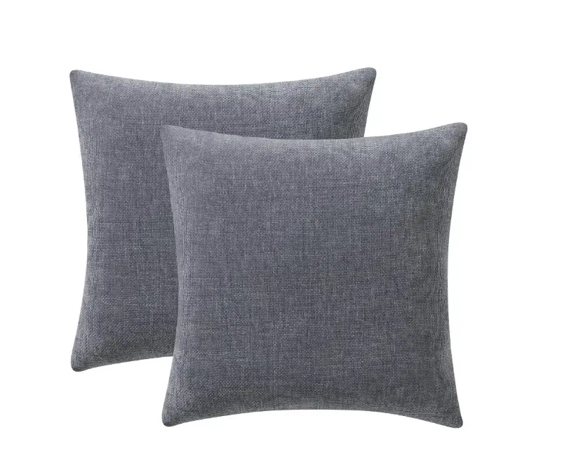 2-Piece Solid Chenille Decorative Standard Throw Pillow Set, Grey, 18" x 18"