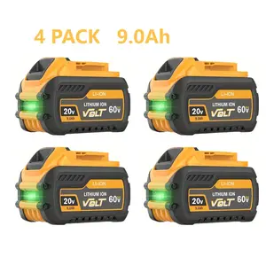 DeWalt DCB609 Flexvolt 20V/60V 9Ah Lithium Battery with LED Indicator Compatible with DeWalt XR Power Tool 4 Pack 9.0Ah