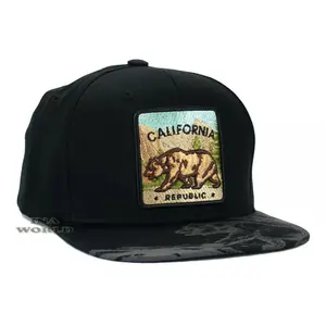 California Republic Hat CALI Bear Snapback Adjustable Flat Bill Baseball Cap