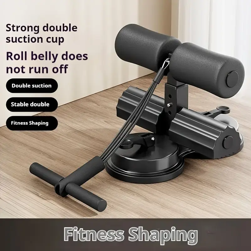 Ab Training Auxiliary Device with Resistance Band, Abdominal Core Training Sit Up Bar Foot Holder & Dual Suction Cups, Home Gym Exercise Fitness Equipment