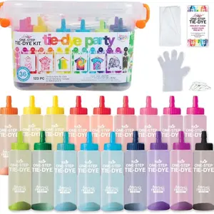 One-Step Tie-Dye Kit – 18 Pre-Filled Bottles, Rainbow Colors, All-in-One DIY Fashion Party Set