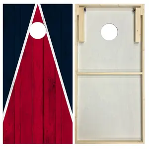 Houston Tailgate Triangle Design (Dark Blue and Red) - Cornhole Board Set - Standard