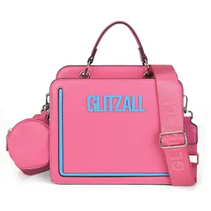 Women's color-blocked logo tote bag with detachable clutch + adjustable shoulder strap + zip closure
