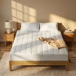 VIZIM Quilted Mattress Protector, Fitted Mattress Pad Topper with 16 Inch Deep Pocket, Twin Full Queen King Size, Anti-Dust Mite Breathable Bedding Cover, Machine Washable#summervibes, Mattress Topper