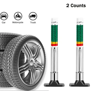 2 Counts 25mm Car Tire Tread Depth Gauge Color Coded, Universal Car Tire Tread Depth MeterReads in MM and 32nds, Quickly Identifies Tread on Tires