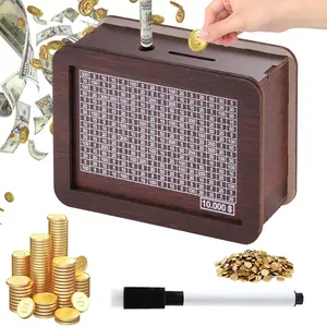 Wooden Money Saving Jar with Counter, Coin Counting Piggy Bank for Kids Adults, Emergency Fund Savings Box, Christmas Festival Gift