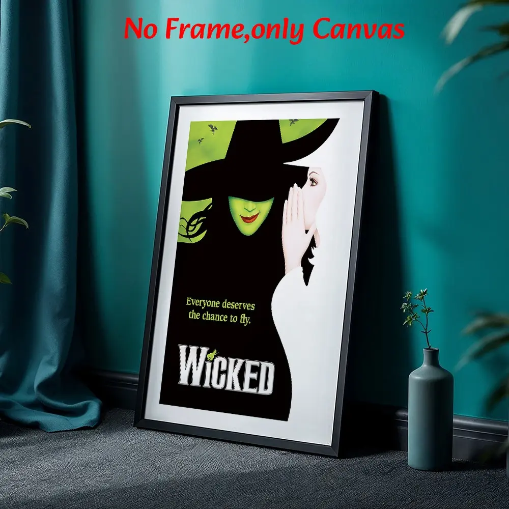 Wicked Posters Canvas Prints, Musical Theater Wall Art, Above Bed Wall Decor, Witch and Girl Decor, Unframed Art for Living Room, Bedroom, Office, Gift