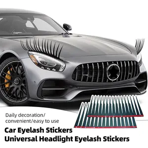 Two-Piece Car Headlight Eyebrow Set, Cute False Eyelash Stickers, Front Light Decorative Eye Patches, Fashion Fun Accessories, Vehicle Exterior Decoration